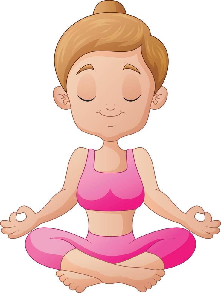 Pretty young girl practices yoga in the lotus position vector