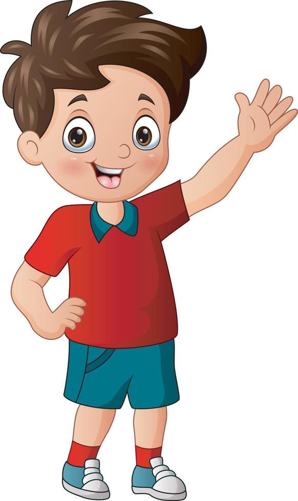 Cartoon a boy waving hand vector