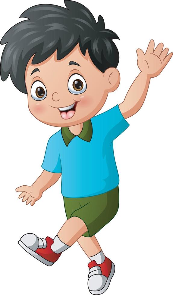 Cheerful a boy on his way to school vector