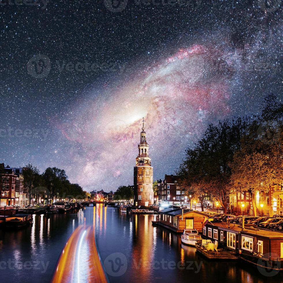Beautiful night in Amsterdam.  illumination photo