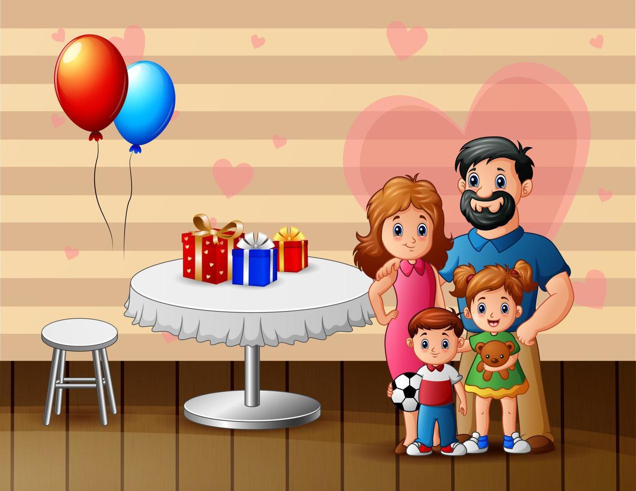 Illustration the family member celebrate a Valentine Day vector