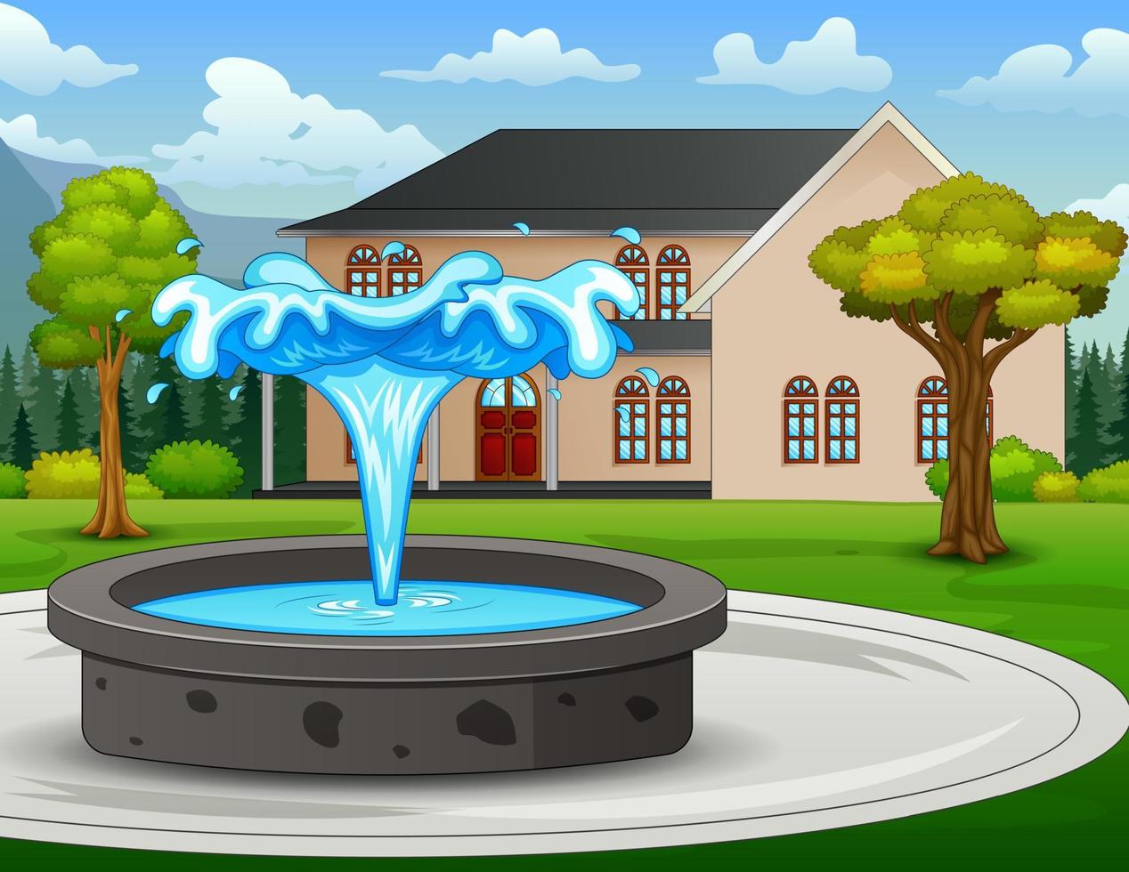 Illustration of the fountain on the city park vector
