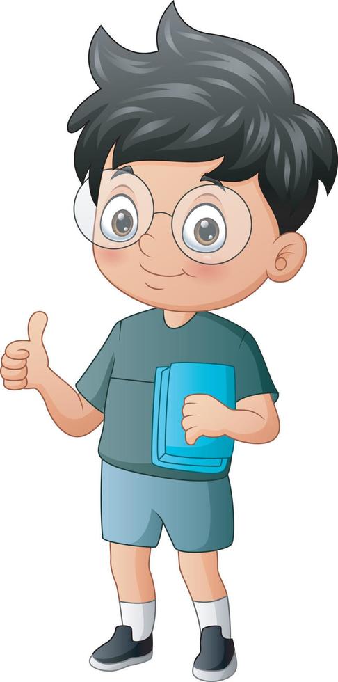 Illustration of genius boy showing a thumbs up vector