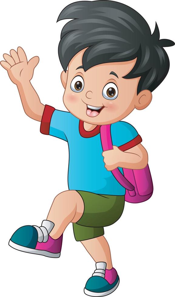 Illustration of cute boy on his way to school vector