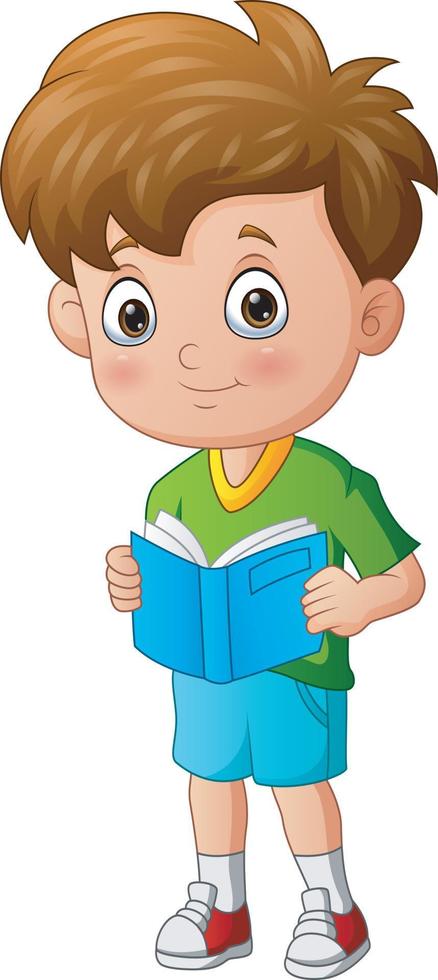 Cartoon of school boy holding a book vector