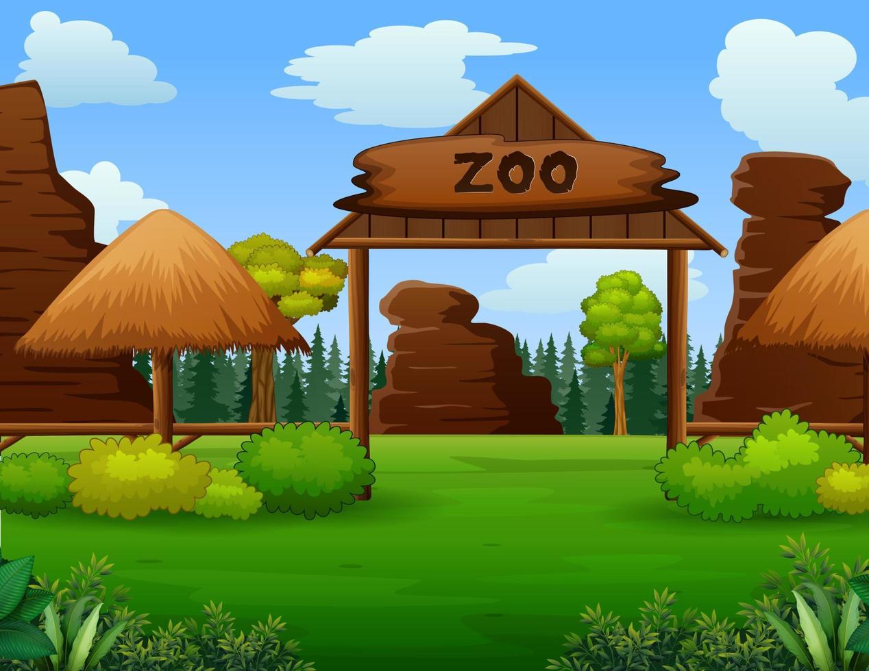 Zoo entrance with no visitors illustration vector