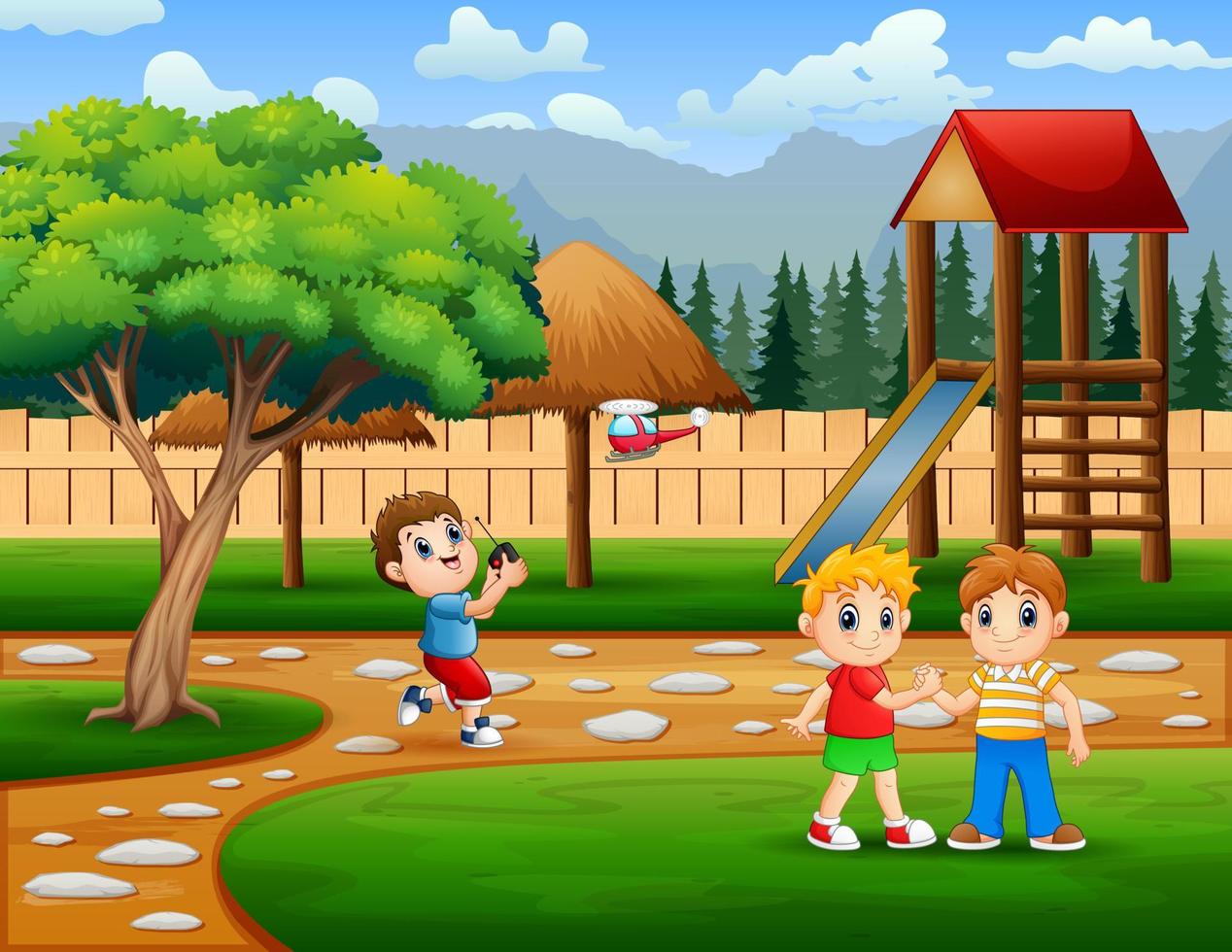 Children playing in the park illustration vector