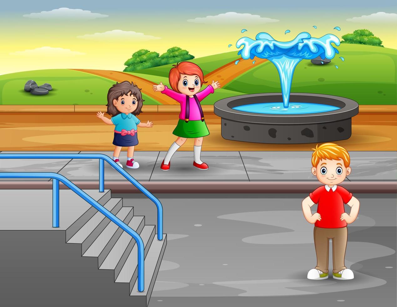 Happy children in the park illustration vector