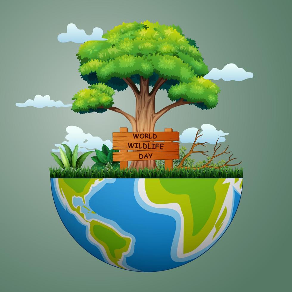 World Wildlife Day sign concept background with earth vector
