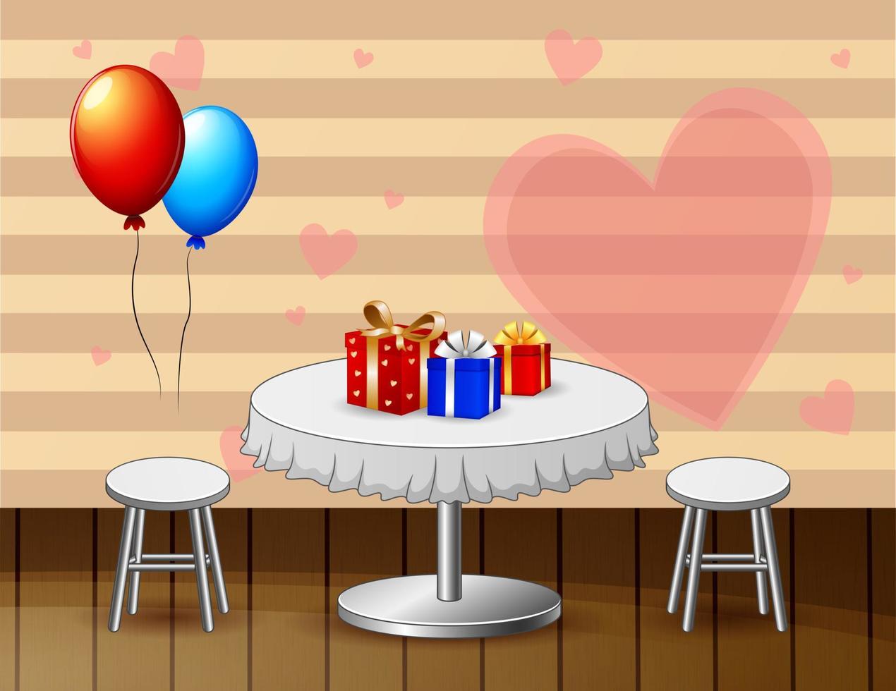 Valentine's day table for couples in a restaurant vector