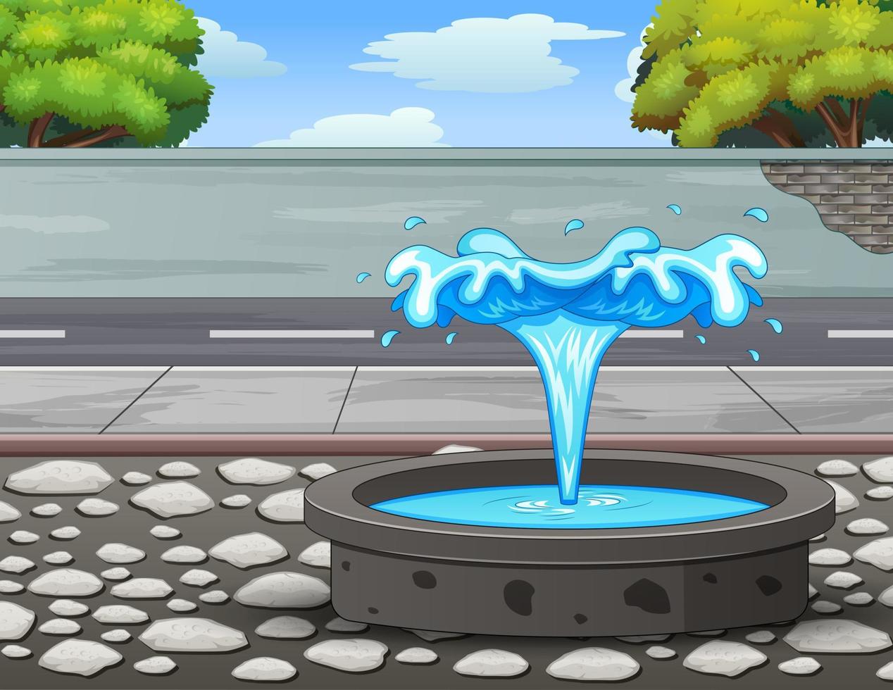 Illustration of the fountain on the city park vector