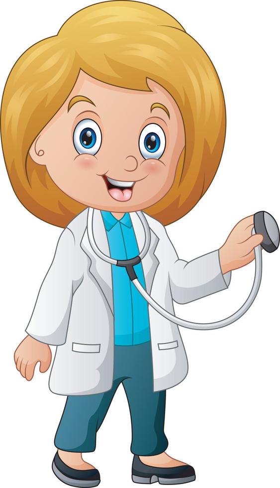 Beautiful young lady doctor holding stethoscope vector