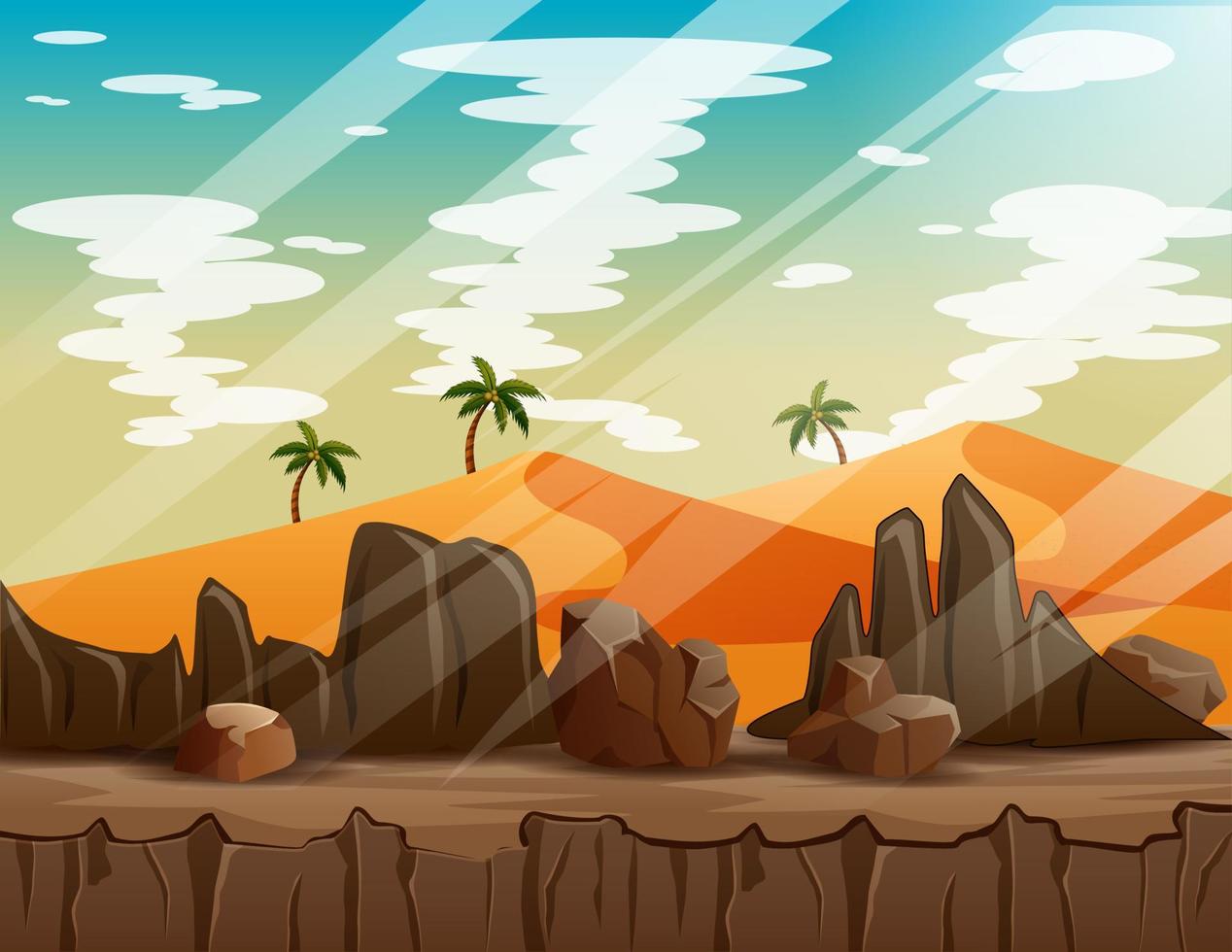 A western desert landscape with rock cliff mountain vector