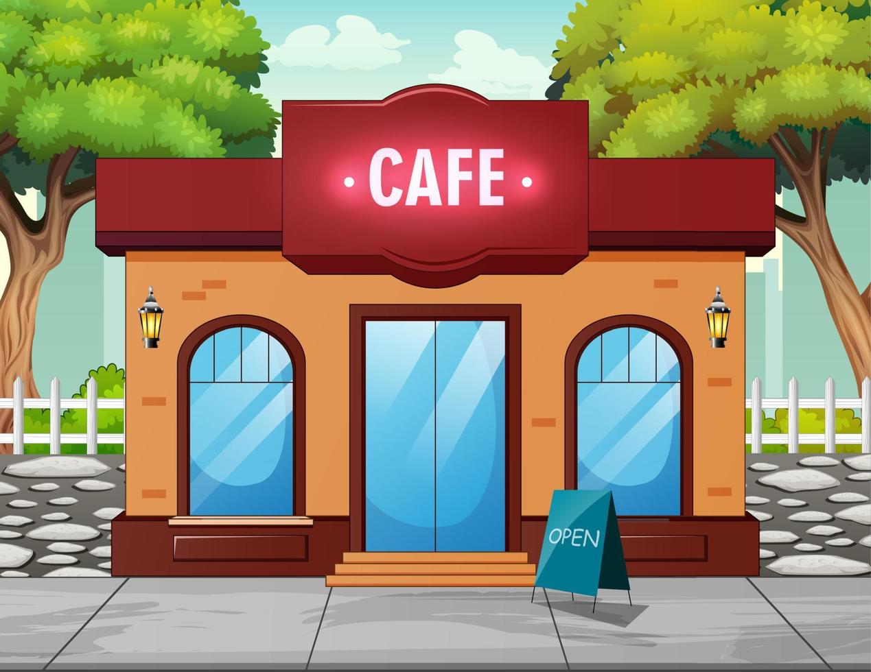 Street open cafe exterior house in city vector