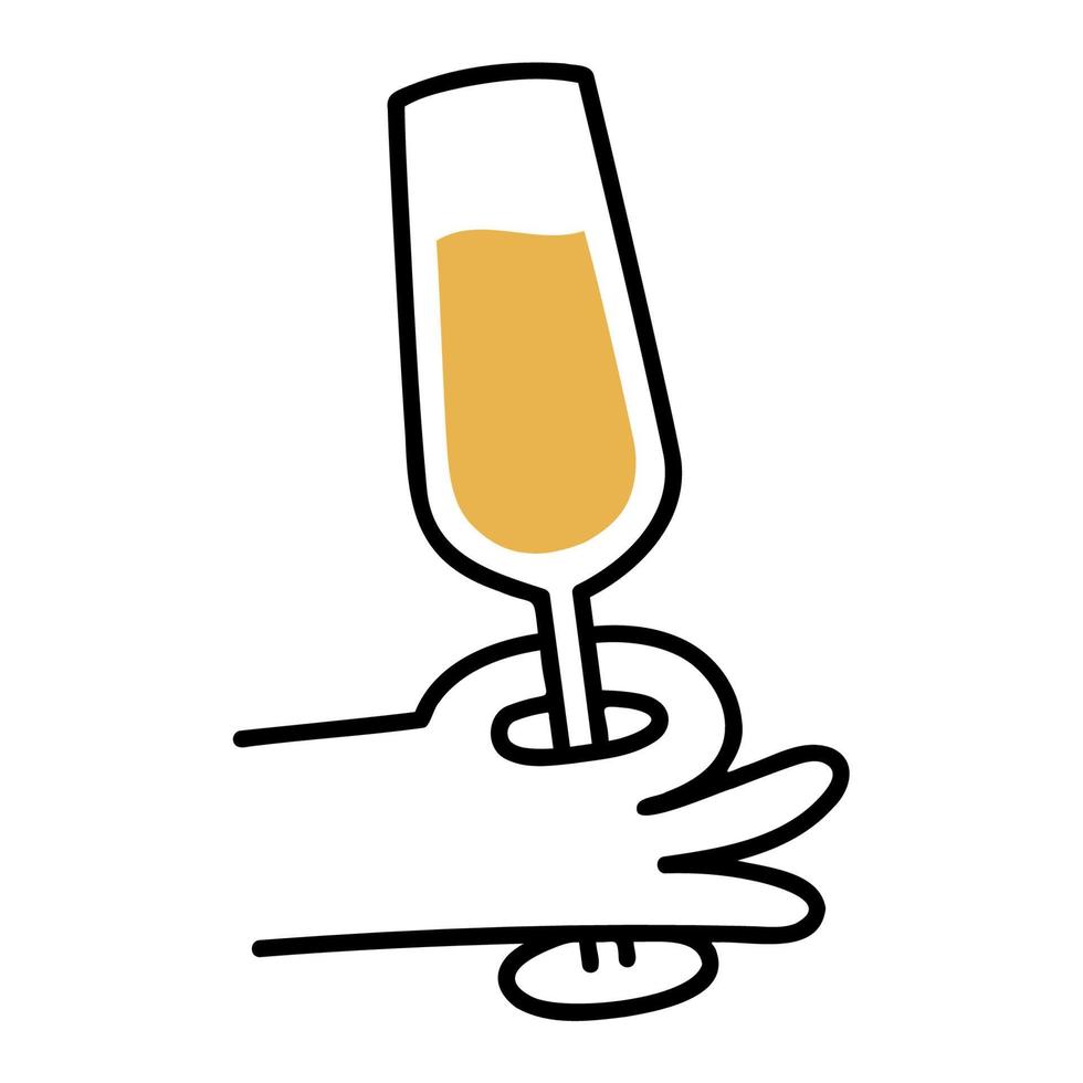 Champagne .Food and Beverage Doodles. vector