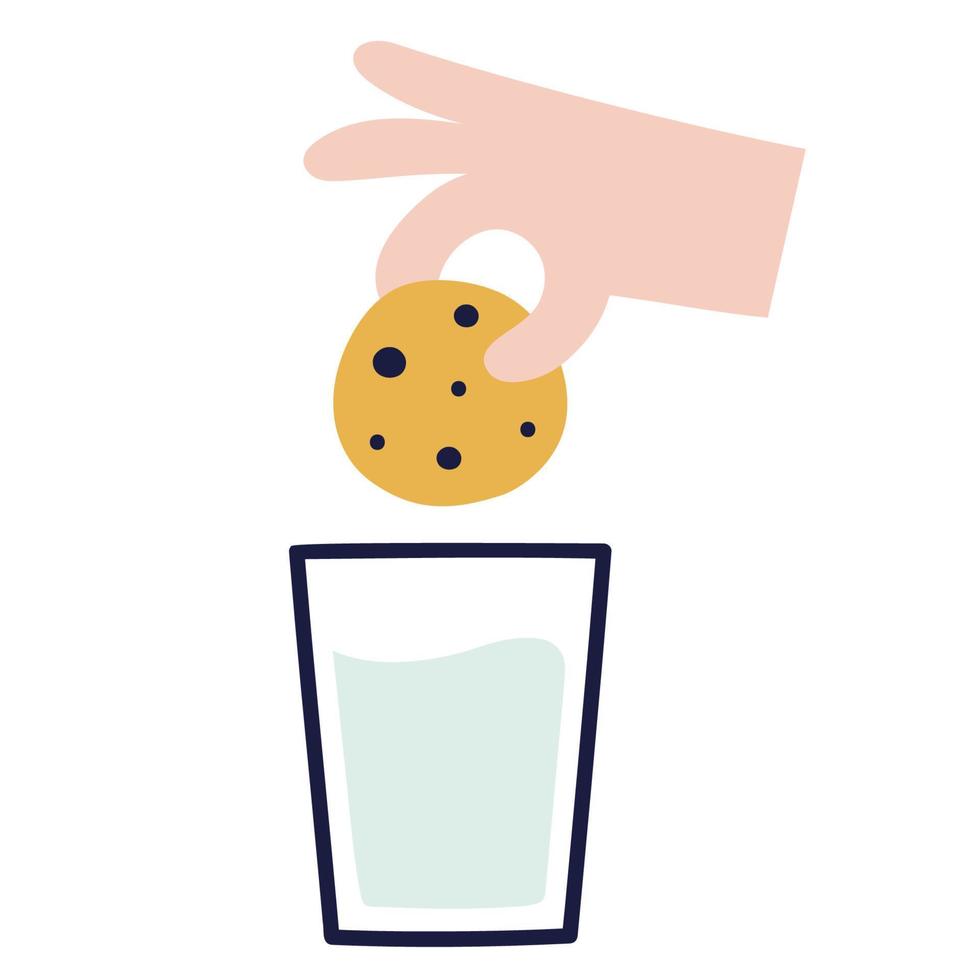 galletas y leche. garabatos de alimentos y bebidas. vector