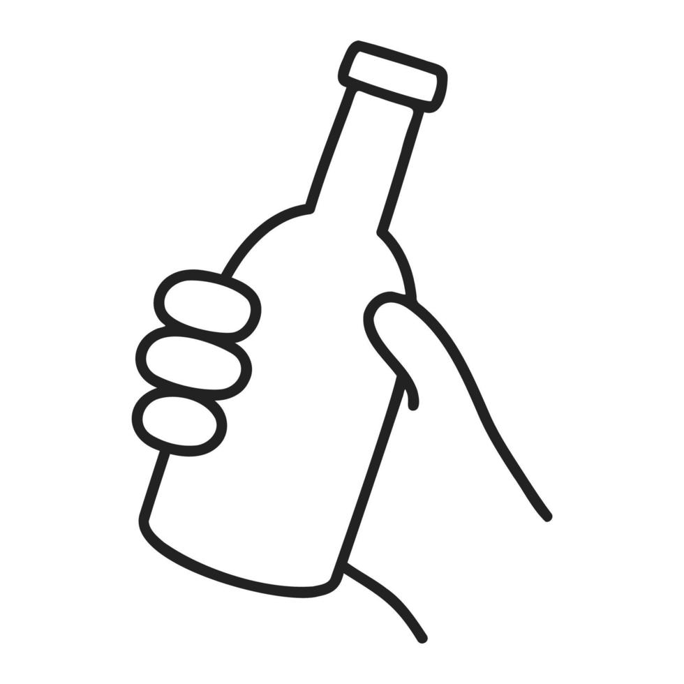 Beer bottle .Food and Beverage Doodles. vector