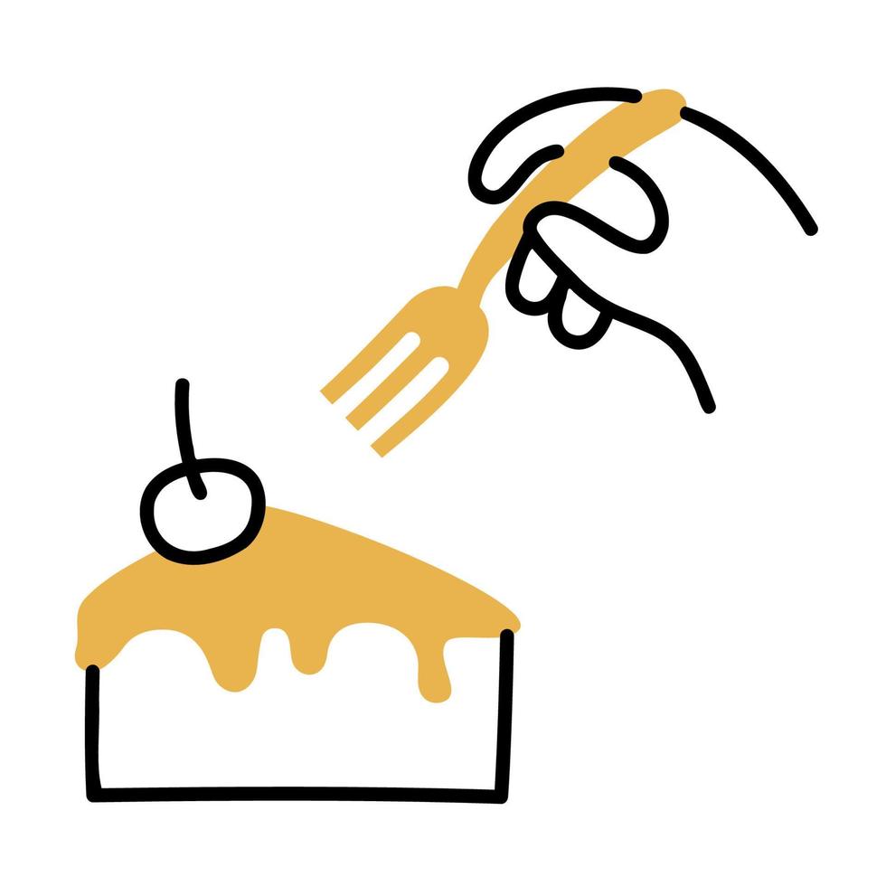 Cake .Food and Beverage Doodles. vector