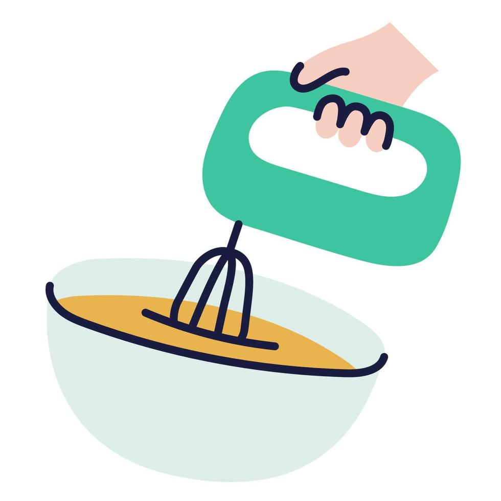 Hand mixer. Hand Drawn Doodle Cooking Icon. vector