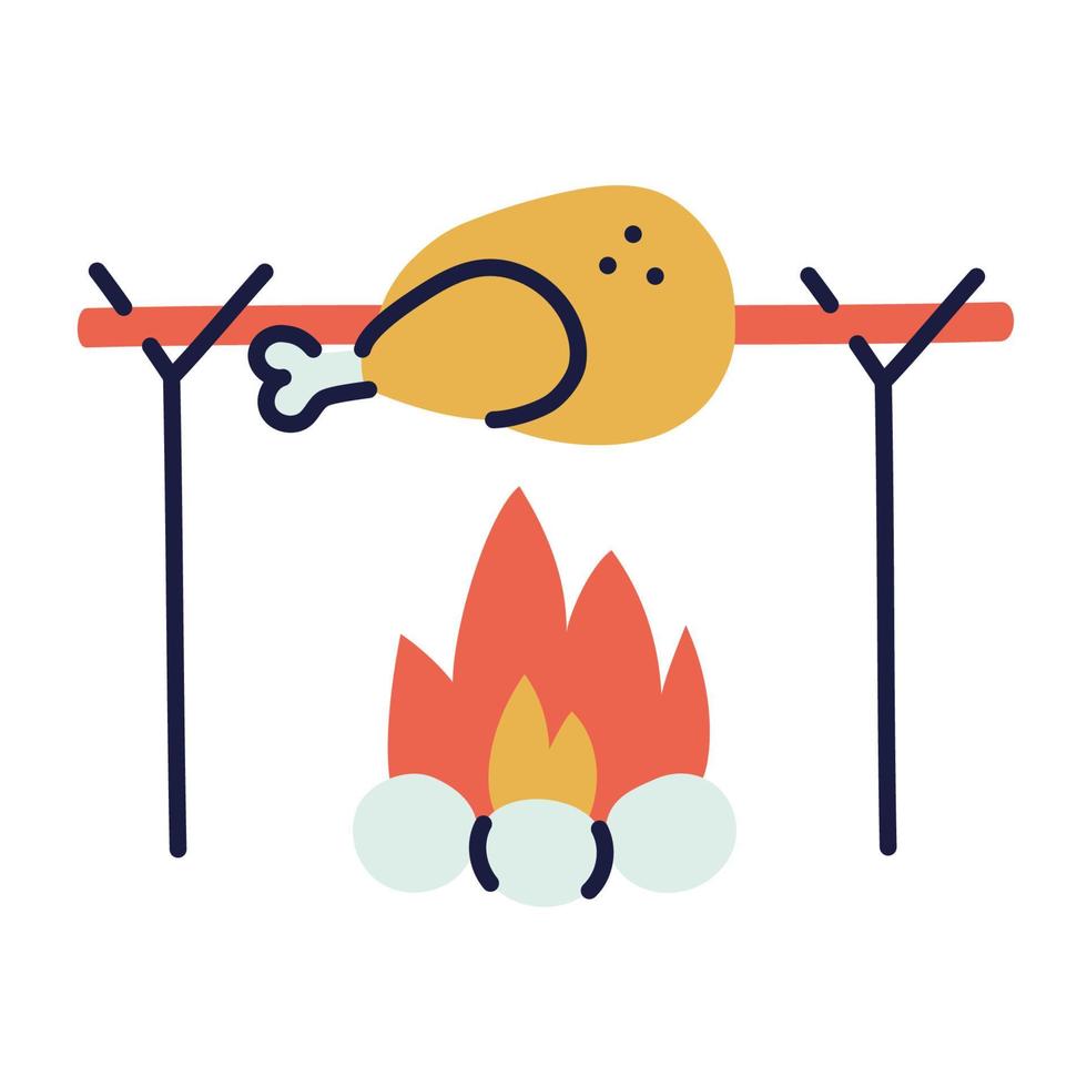 Grilled chicken. Hand Drawn Doodle Cooking Icon. vector