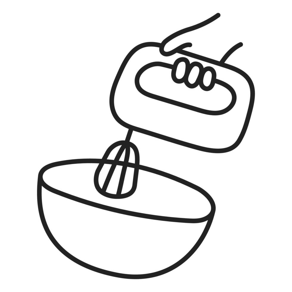 Hand mixer. Hand Drawn Doodle Cooking Icon. vector