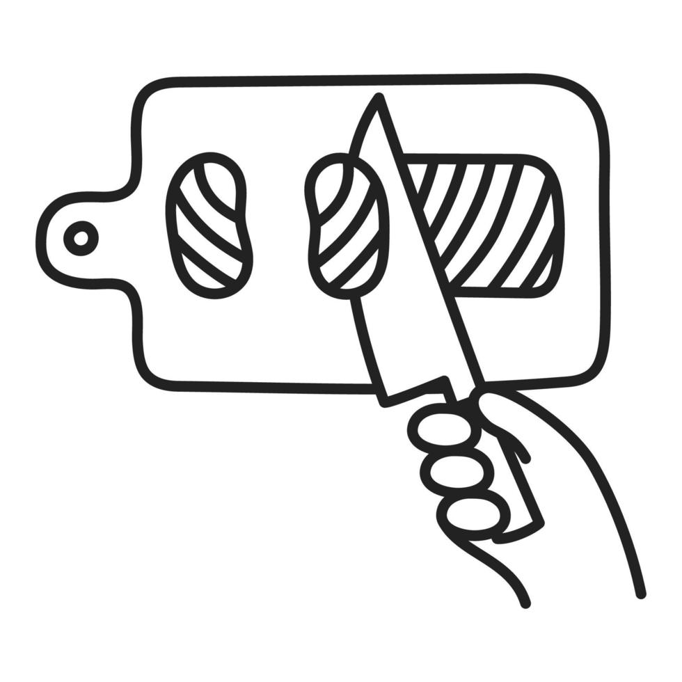 Salmon sashimi. Hand Drawn Doodle Cooking Icon. vector