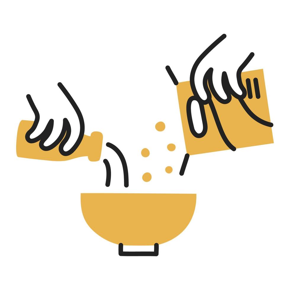 cereal. icono de cocina de fideos dibujados a mano. vector