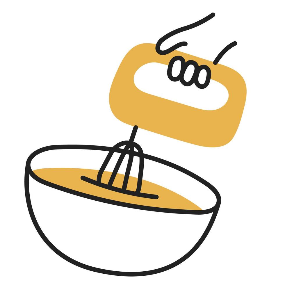 Hand mixer. Hand Drawn Doodle Cooking Icon. vector