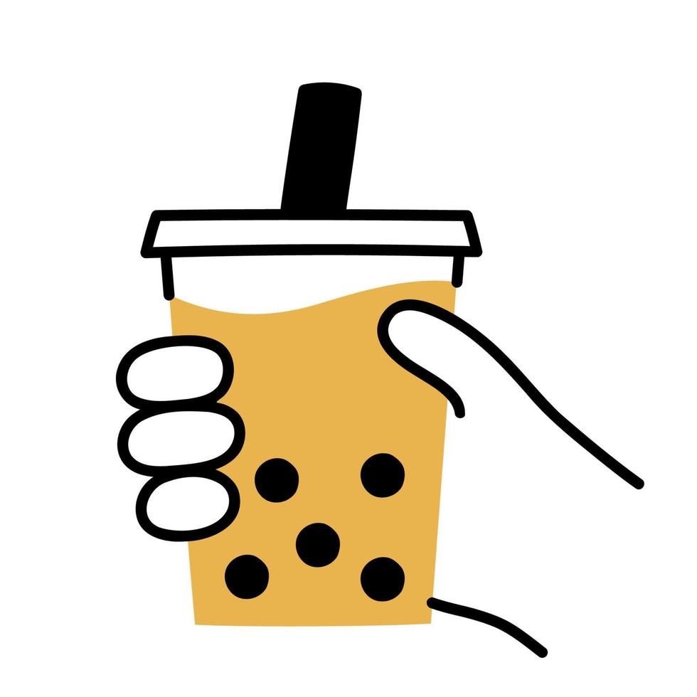 Bubble tea .Food and Beverage Doodles. vector