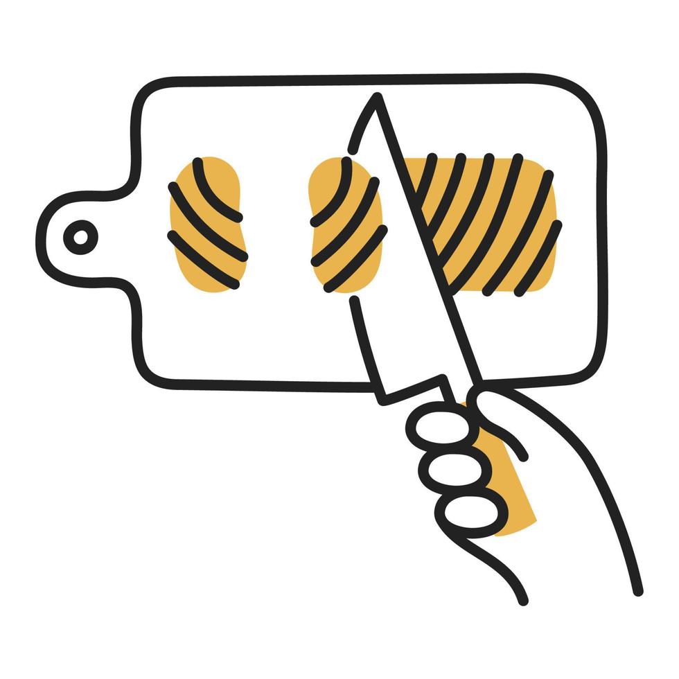 Salmon sashimi. Hand Drawn Doodle Cooking Icon. vector