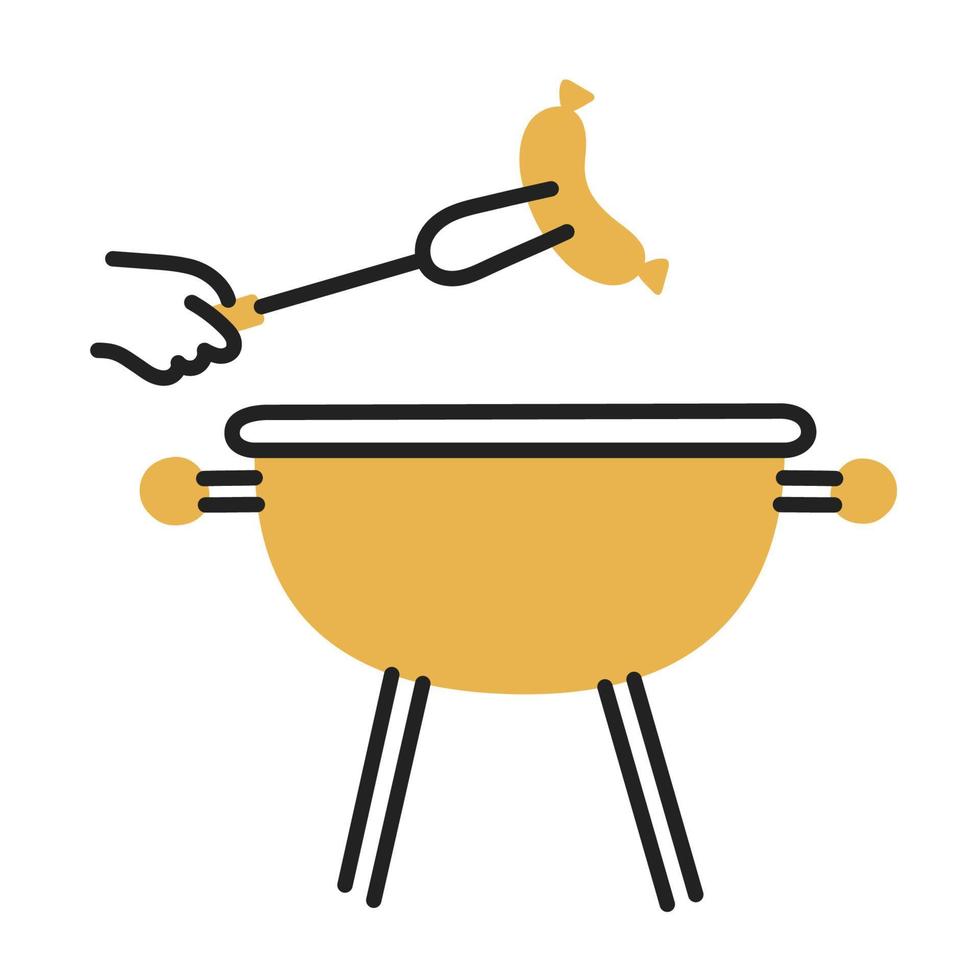 barbacoa icono de cocina de fideos dibujados a mano. vector