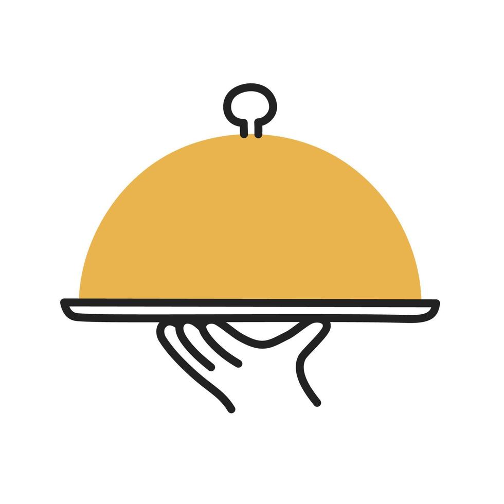 Serving. Hand Drawn Doodle Cooking Icon. vector