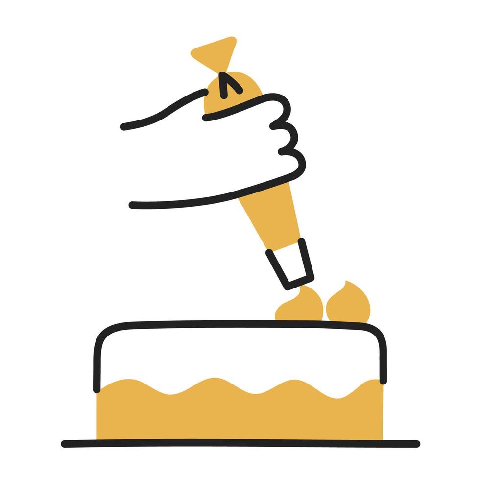 Cake. Hand Drawn Doodle Cooking Icon. vector