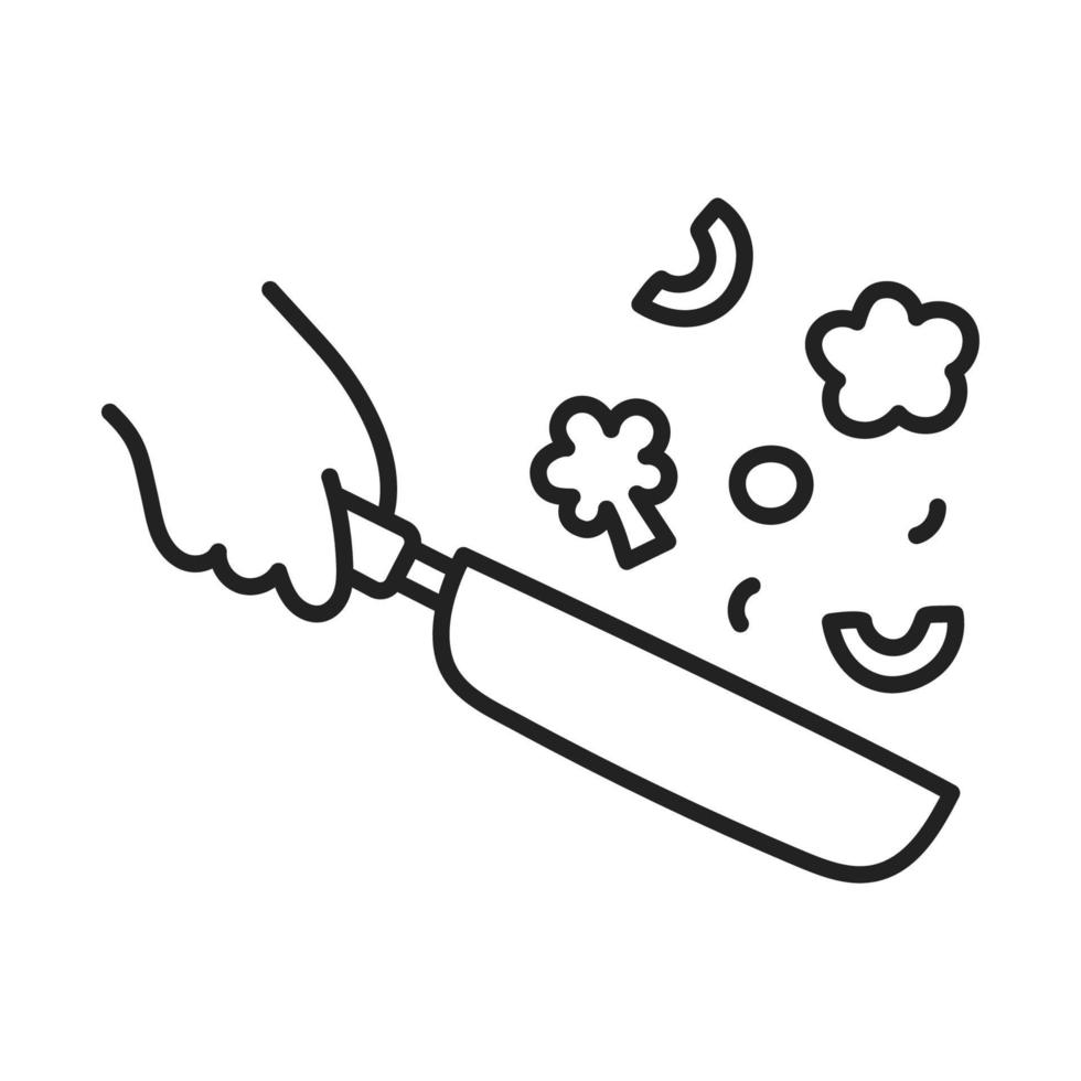 Stir fry vegetable. Hand Drawn Doodle Cooking Icon. vector