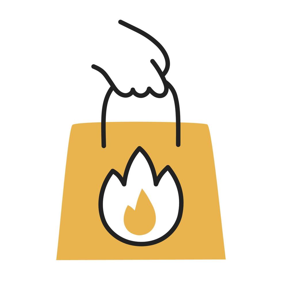 Hot. Hand Drawn Doodle Shopping Icon. vector