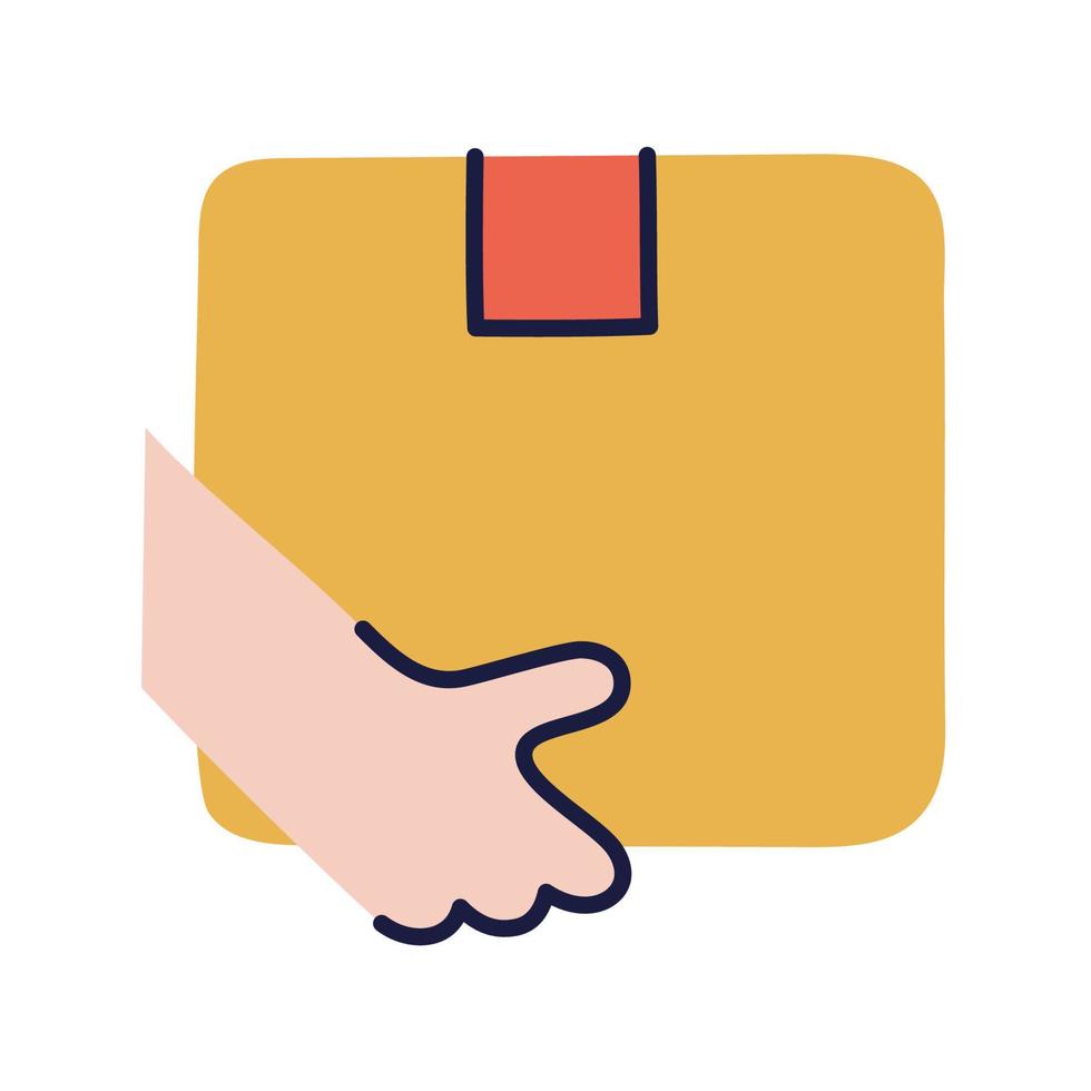 Parcel. Hand Drawn Doodle Shopping Icon. vector