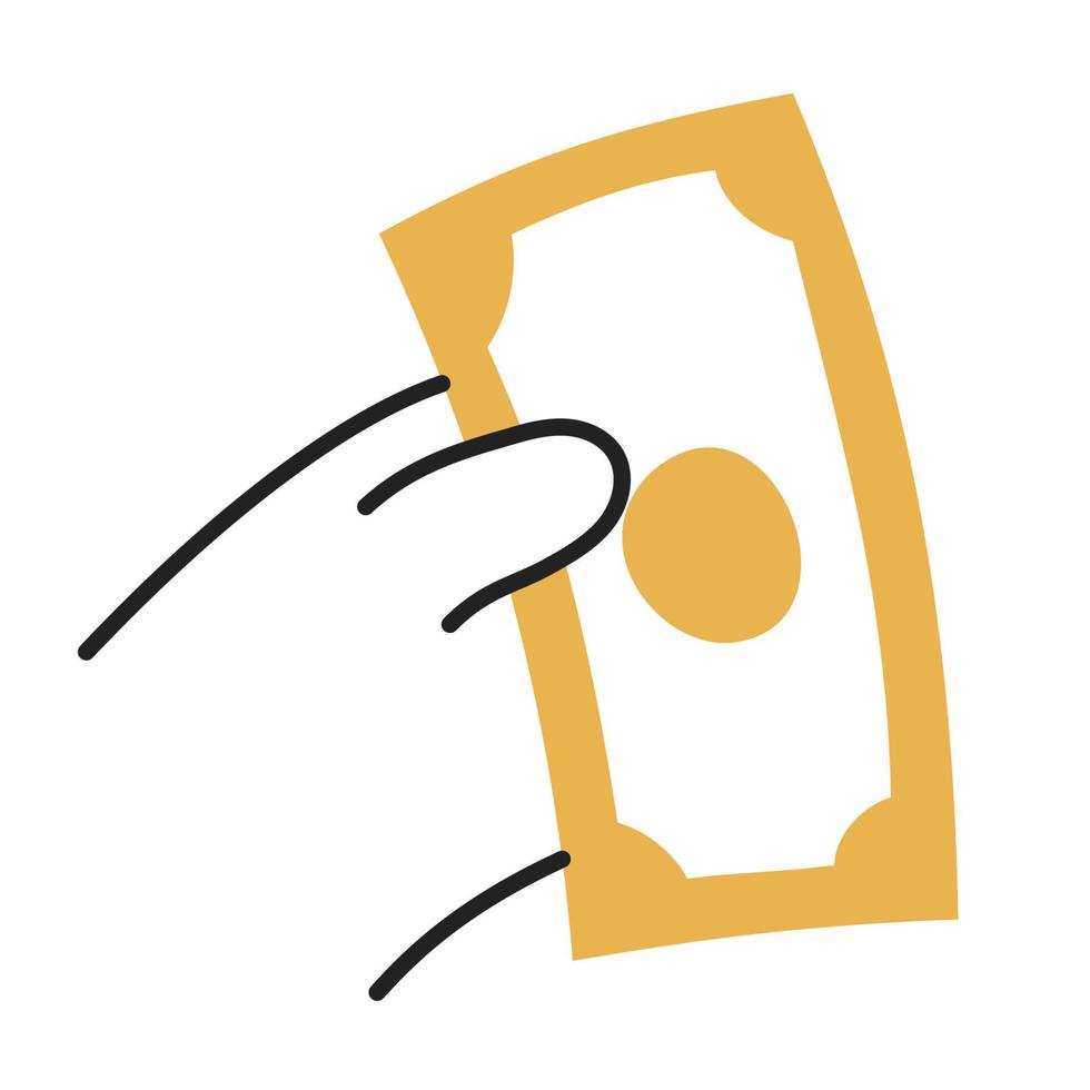 Banknote. Hand Drawn Doodle Shopping Icon. vector