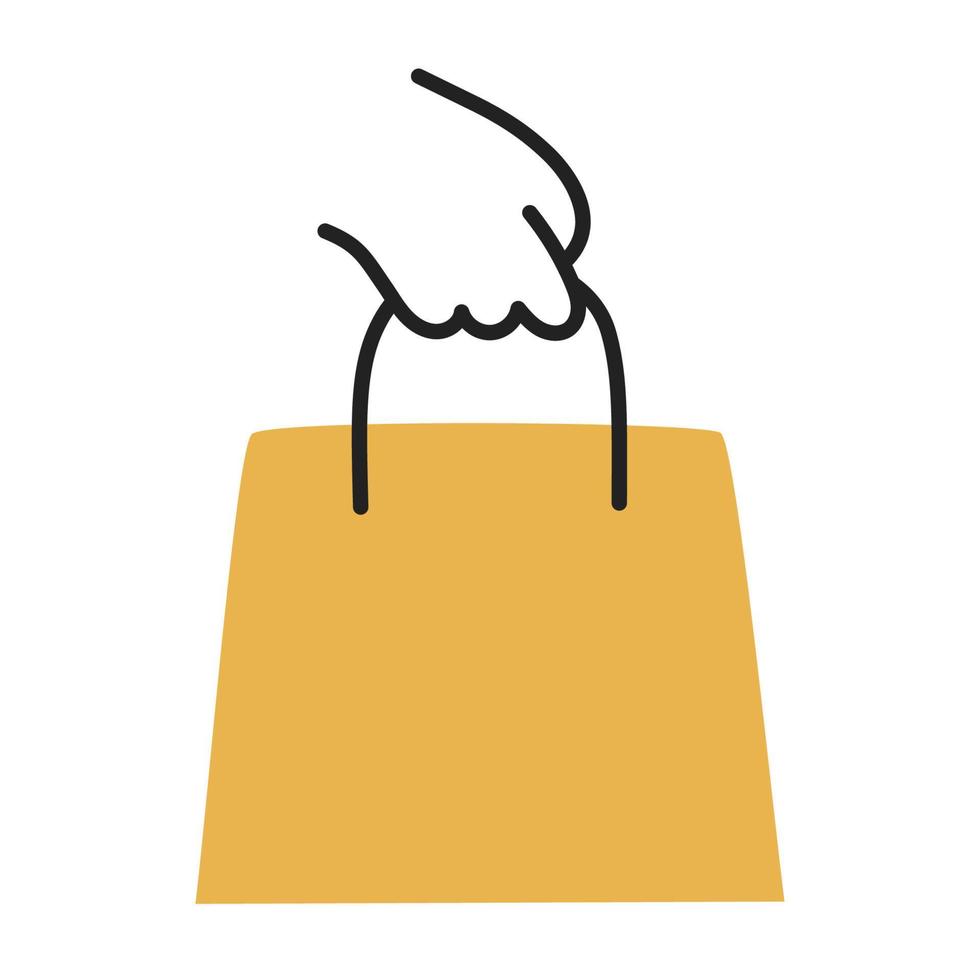 Shopping bag. Hand Drawn Doodle Shopping Icon. vector