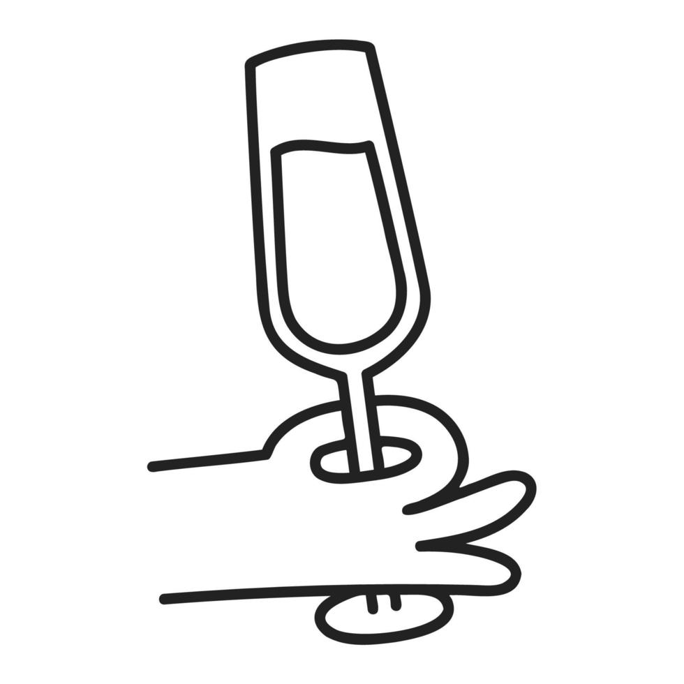 Champagne .Food and Beverage Doodles. vector