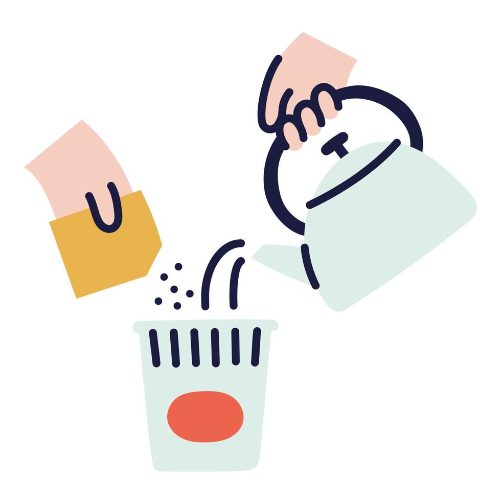 Instant Noodles. Hand Drawn Doodle Cooking Icon. vector