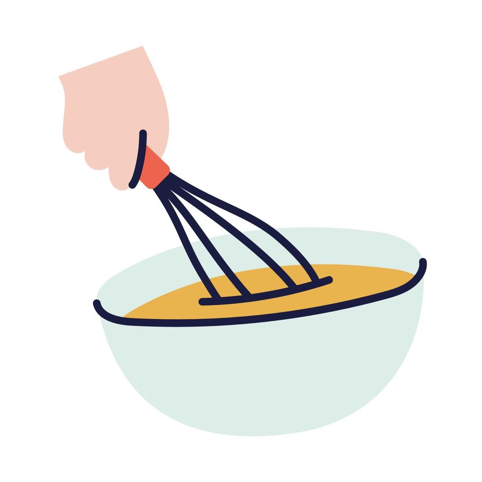 Flour mixing. Hand Drawn Doodle Cooking Icon. vector