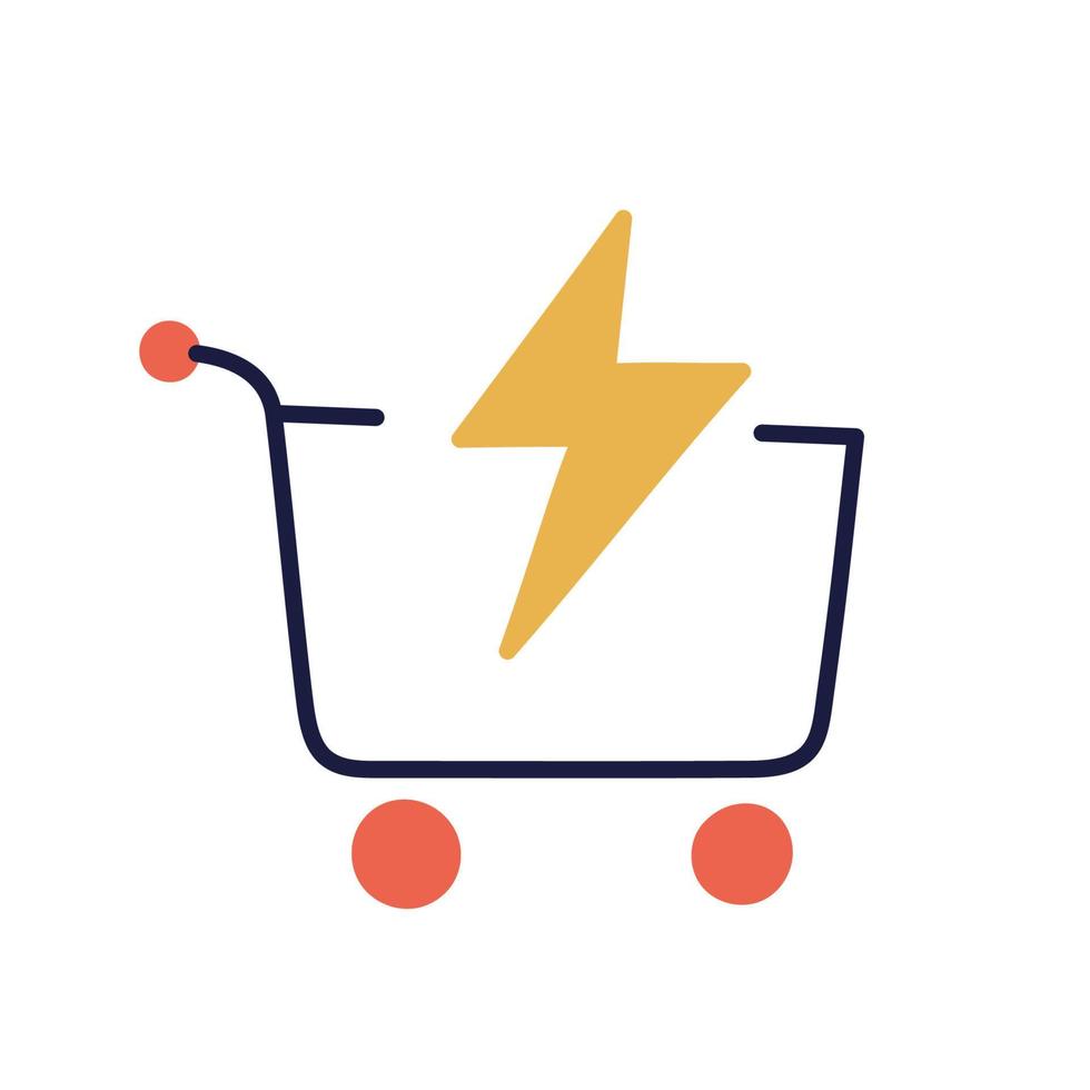 Flash sale. Hand Drawn Doodle Shopping Icon. vector