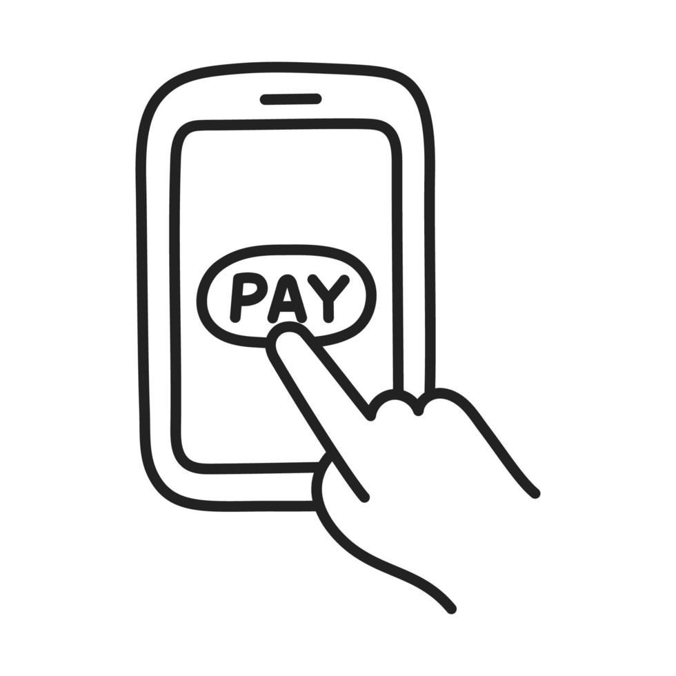 Mobile payment. Hand Drawn Doodle Shopping Icon. vector