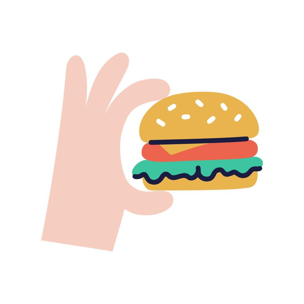 hamburguesa. garabatos de comida y bebida. vector