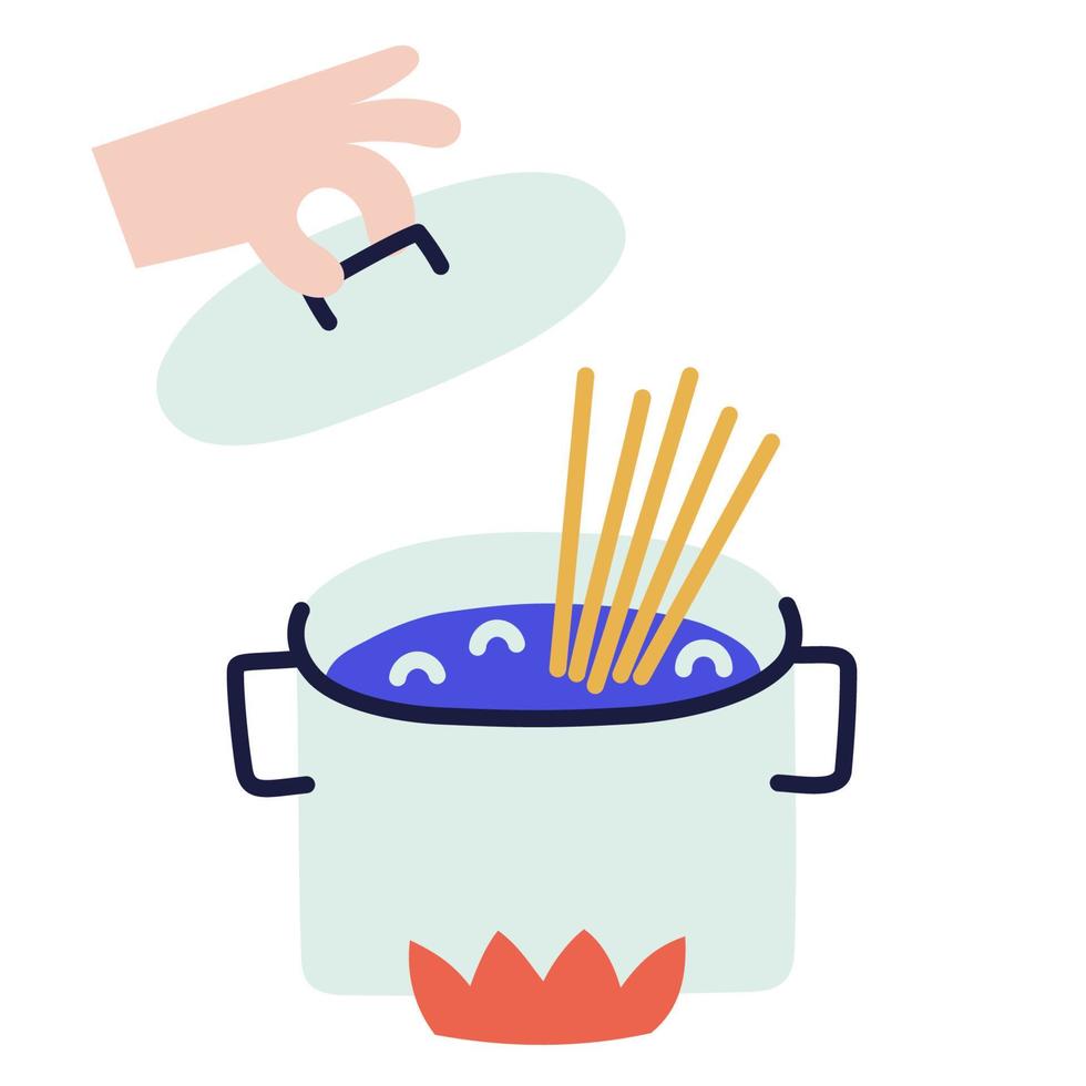 espaguetis. icono de cocina de fideos dibujados a mano. vector