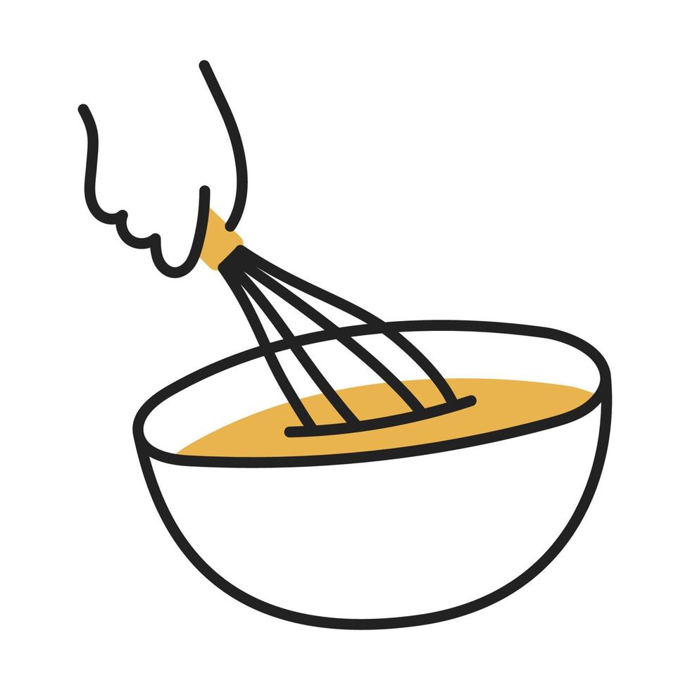 Flour mixing. Hand Drawn Doodle Cooking Icon. vector