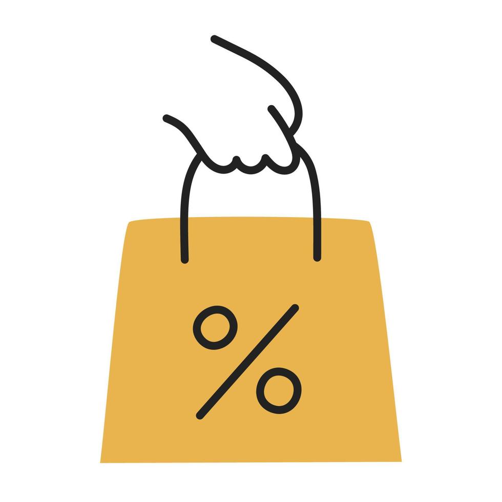 Discount. Hand Drawn Doodle Shopping Icon. vector