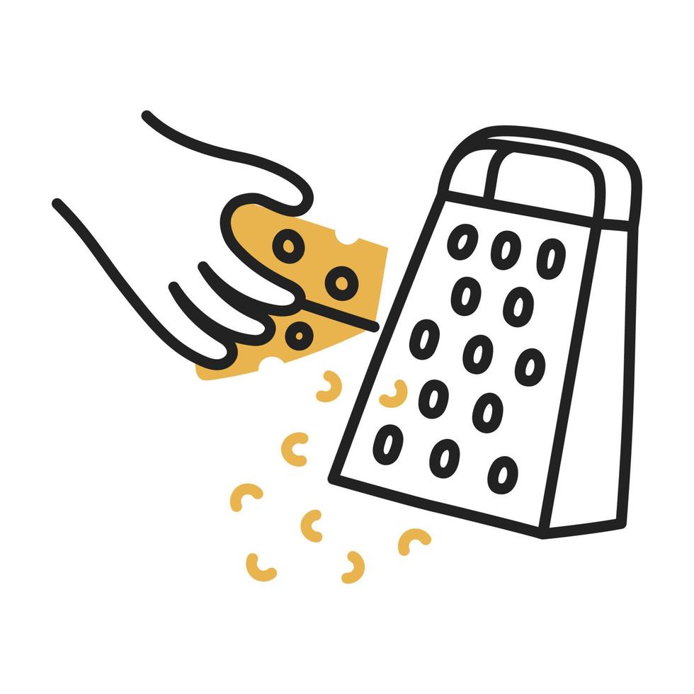 Cheese grater. Hand Drawn Doodle Cooking Icon. vector