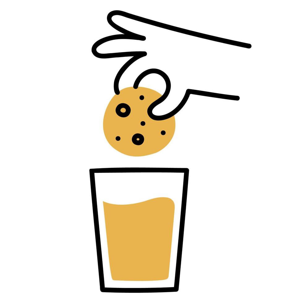 Cookies and milk .Food and Beverage Doodles. vector