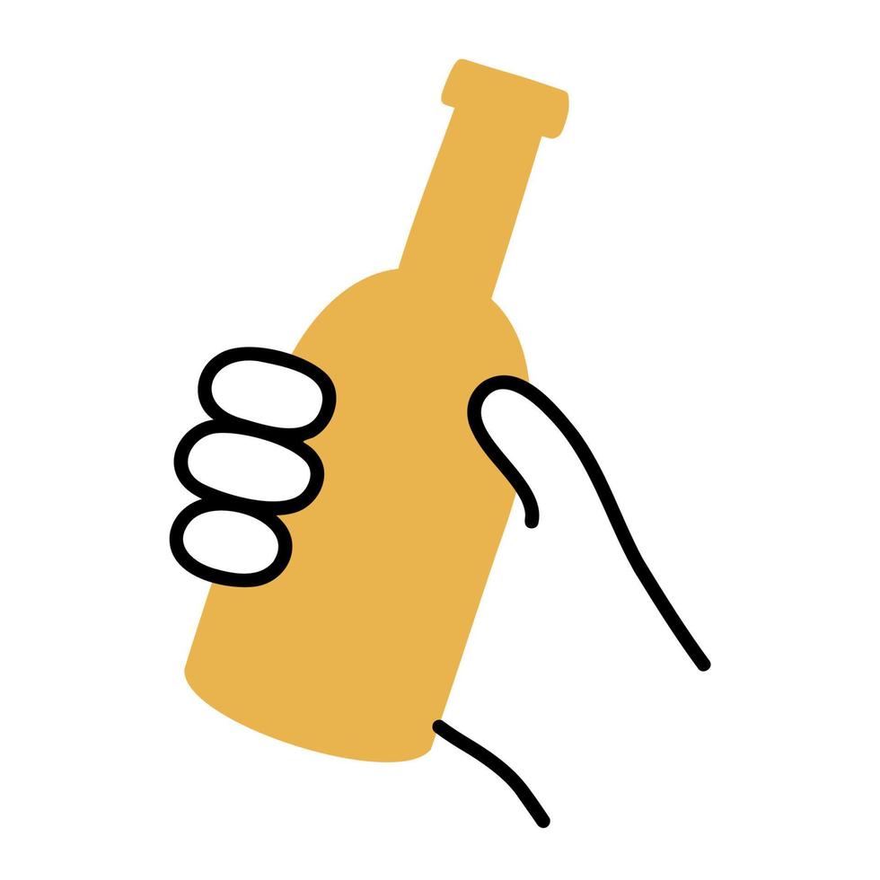 Beer bottle .Food and Beverage Doodles. vector